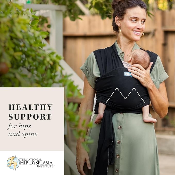 Moby Baby Wrap Carrier Classic for Newborns to Toddlers (8-33lbs), Infant Sling Carrier, Lightweight & Hands Free Design, Adjustable for All Body Types (Black)