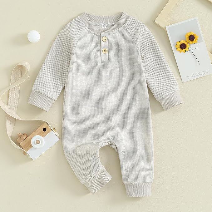 Kuriozud Newborn Infant Unisex Baby Boy Girl Clothes Button Romper Jumpsuit Basic One Piece Outfits