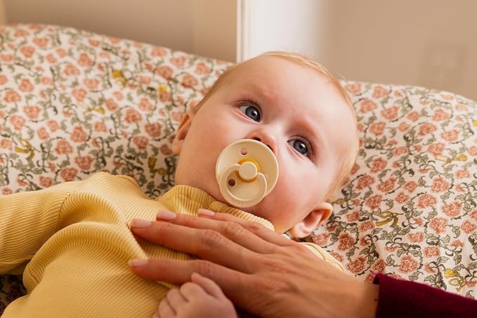 BIBS Colour Pacifier 2-Pack, BPA Free, Round Nipple. Natural Rubber Latex, Made in Denmark, Size 1 (0-6 Months) - Luna/Deep Space