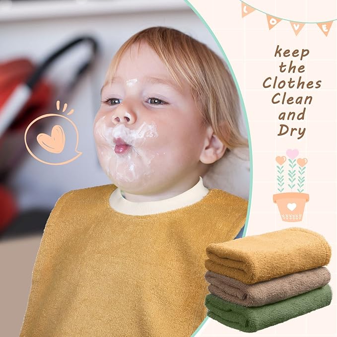 6 Pcs Pullover Baby Bibs Cotton Terry Toddler Absorbent Infant for Feeding and Drooling Towel Slip on Bib(Lively Color)