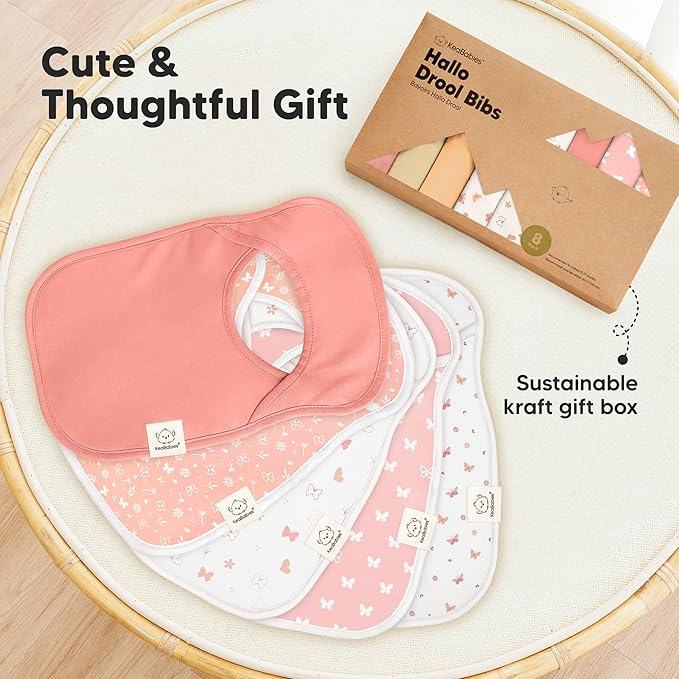8-Pack Baby Bibs for Boys, Girls - Pullover Bibs for Drooling Teething Baby Girl & Boy Toddler, Newborn, Soft & Absorbent, Cute Colors, Large Torso Coverage Keep Infant Clean & Dry (Sweet Charm)