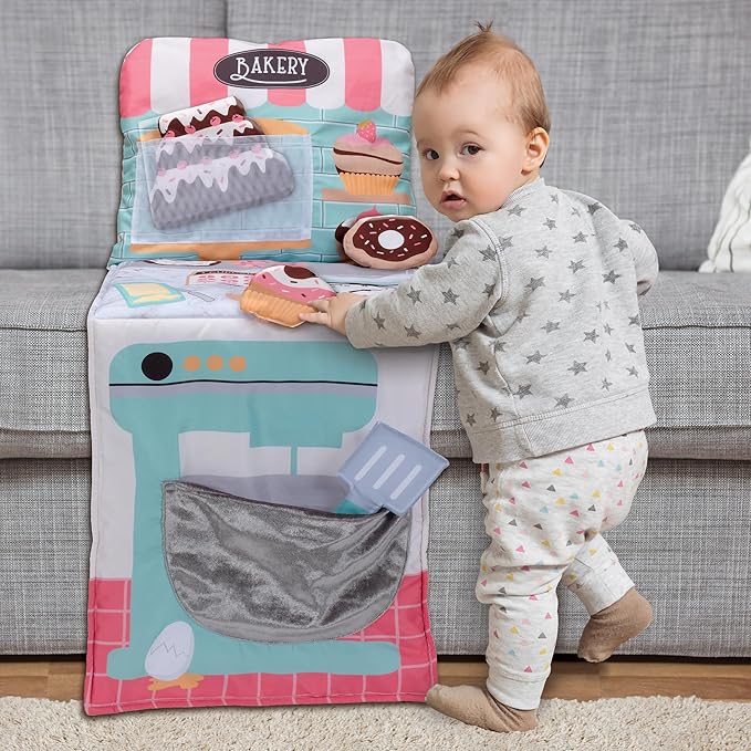 Lambs & Ivy Interactive 2-n-1 Soft Toddler Cupcake/Bakery Pillow Play Set