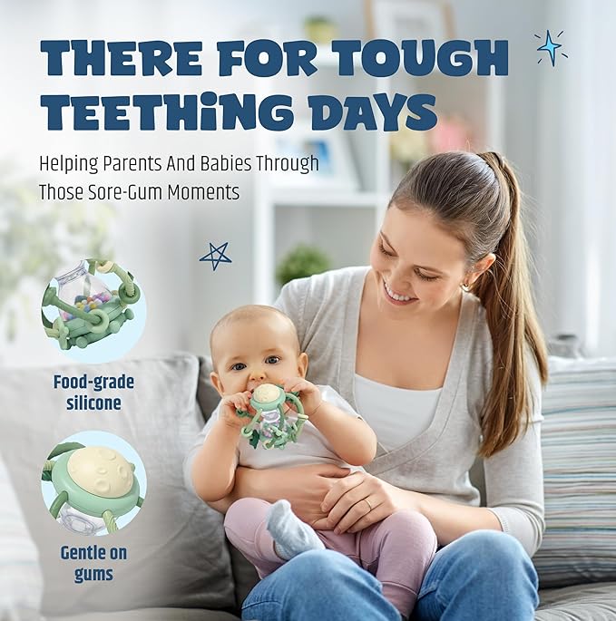 Baby Teething Toy & Rattle by Jumble Dream – BPA-Free Teether Silicone Sensory Toy for Babies – 0–12 Months Infant Toy – Soft, Safe, Travel-Friendly –Baby Essential Gift Jumble Jiggle