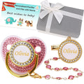 Custom Pacifier with Name, Bling Personalized Pacifier Clip Set with Gift Box, Glitter Crystal Luxurious Soother Dummy Ideal Gift for Boys Baby Shower Newborn Photography(Bling Pink)