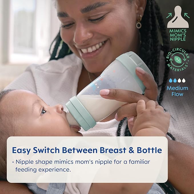 MAM 9oz Easy Start Anti-Colic Baby Bottles, Medium Flow, Breastfeeding-Like Silicone Nipple, Reduces Colic, Gas, & Reflux, Easy-to-Clean, BPA-Free, Baby Bottles for Newborns, 2+ Months