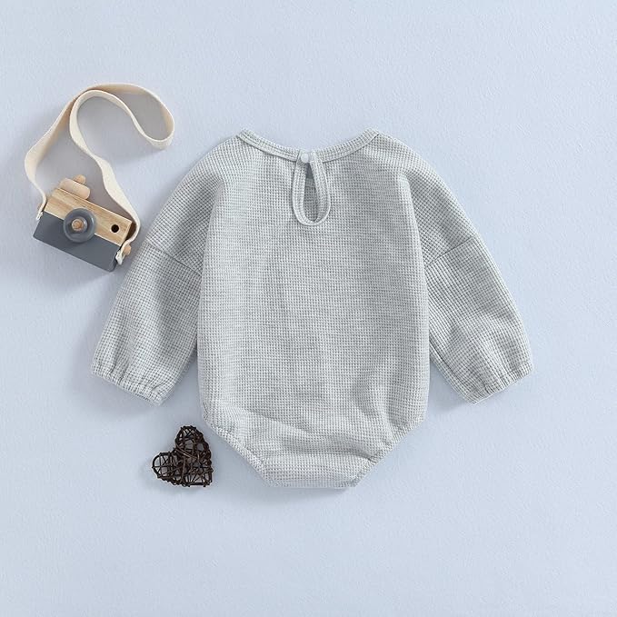 Douhoow Cute Baby Sweatshirt Romper Waffle Knit Baby Clothes Infant Girl Boy Fall Winter Outfits