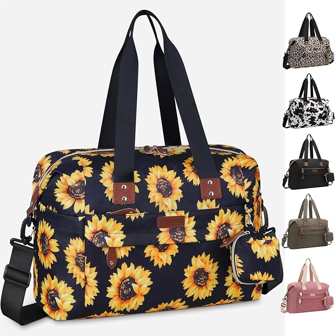 Pritent Diaper Bag Tote - Diaper Baby Bags with Pacifier Case, Shoulder Straps, Stroller Clips, Waterproof Large Mommy Maternity Travel Baby Bag for Mom and Dad, Sunflower, Medium