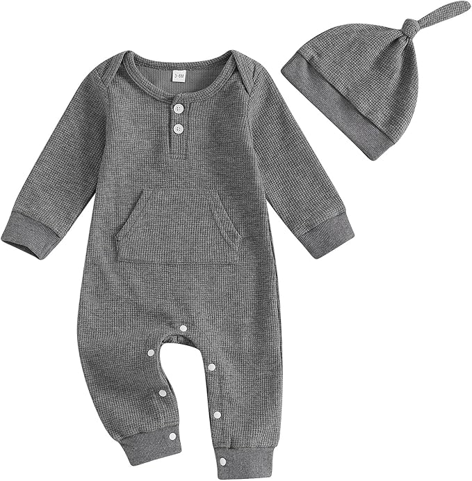Kuriozud Newborn Infant Unisex Baby Boy Girl Clothes Button Romper Jumpsuit Basic One Piece Outfits