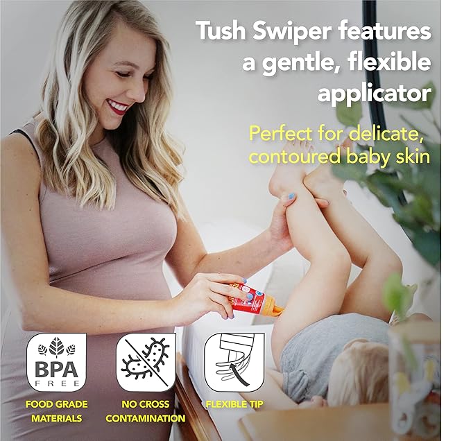 Eli & Ali Tush Swiper - Diaper Rash Cream & Butt Paste Applicator - Universal Fit for Most Diaper Creams | Mess-Free & Hygienic Alternative to Cream Spatula - Carry Less Baby Gear - Orange, 1 Pack