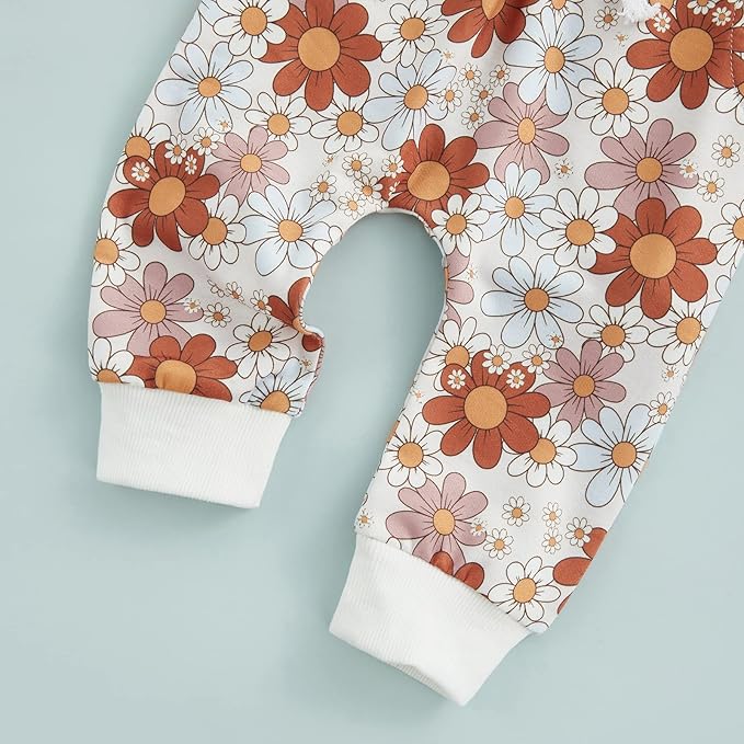 3Pcs Baby Girl Outfits Daisy Sweatshirt + Pants + Headband Infant Fall Winter Clothes