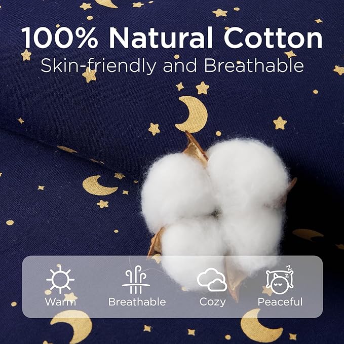 Duomiaomiao 2.5 TOG Toddler Sleep Sack 6-12 Months 100% Cotton Winter Side Open Zipper Baby Sleep Sack with Feet, Warm Toddler Wearable Blanket