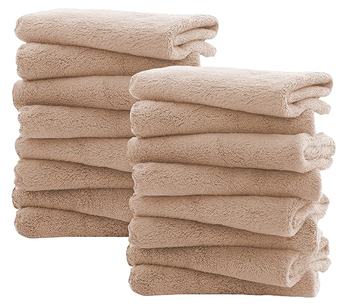 16 Pack Burp Cloths for Baby - 20" by 10" Ultra Absorbent Burping Cloth, Newborn Towel - Milk Spit Up Rags - Burpy Cloths for Unisex, Boy, Girl - Burp Cloths Set (Brown)
