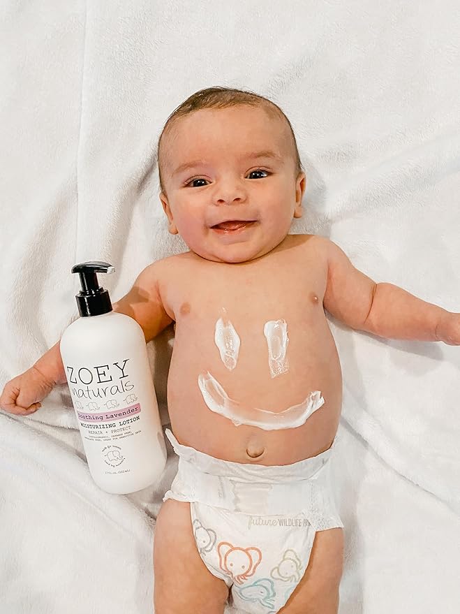 Zoey Naturals Lavender Moisturizing Lotion for Babies – Hypoallergenic, Gentle & Natural for Kids with Sensitive and Dry Skin – Aloe, Avocado & Shea – Made in USA – 17 fl oz