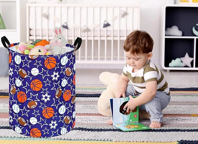 Round Laundry Hamper Storage Basket Laundry Organizer Hamper Storage Bins Clothes and Toys Box Nursery Hamper Gift Basket For Kids with Handles