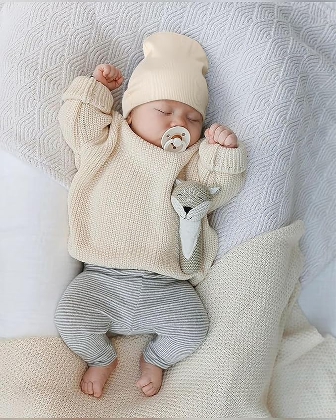 DRESHOW BQUBO 6 Pack Baby Newborn Hats Set for Unisex Infant Newborn Toddler Soft Beanie Hat for Boys Girls 0-24 Months