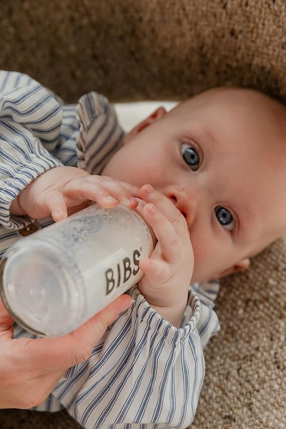 BIBS Baby Bottle 5 oz / 150 ml Natural Rubber Latex Nipple - Anti-Colic, BPA-Free, Round Nipple, Slow Flow, Lightweight & Easy to Clean, Suitable for Newborns 0+ Years - Ivory