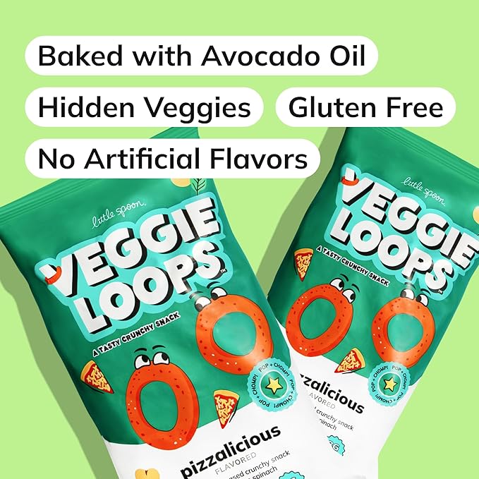 Little Spoon Veggie Loops Duo – Mac N Cheese & Pizzalicious Flavors – Baked, Hidden Veggies, Toddler Snacks (2-Pack)