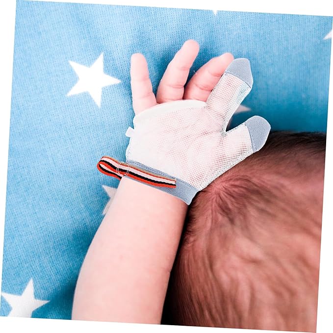 Holibanna 1Pair Breathable Nylon Teething Mitten for Half Finger Design Comfortable Portable to Prevent Hand Biting for Summer Use S