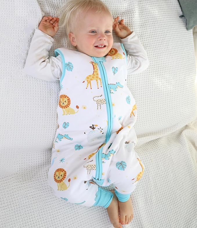 Mama Cheetah Toddler Sleep Sack with Feet 2T, 0.5 TOG Organic Cotton Baby Wearable Blankets with Legs, Baby Sleeping Bag for Walkers, Early Walker Medium