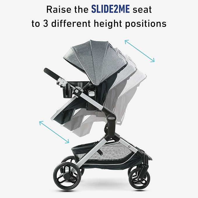 Graco Modes Nest Travel System, 3-in1 Modular Carseat Stroller Combo, Adjustable Slide2Me Infant Car Seat Carrier, Pramette, Toddler Stroller, Includes SnugRide 35 Lite Elite Infant Car Seat, Bayfield
