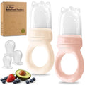 KeaBabies Baby Fruit Feeder 2pk - Silicone Baby Food Feeder for Babies 6-12 Months, Breast Milk Popsicle for Teething, Weaning, Freeze Frozen Solid Food, BPA-Free Infant Feeding Essential (Mist Rose)