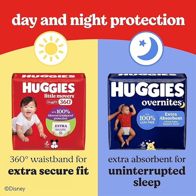 Huggies Size 7 Baby Diapers, Little Movers HuggFit 360° Baby Diapers with 360° Waistband, Size 7 (41+ lbs), 70 Count, Packaging May Vary