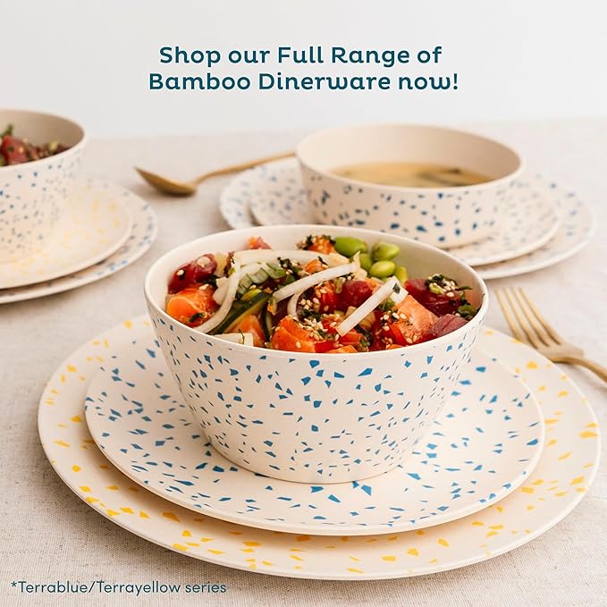 Nook Theory 4 Pack Bamboo Bowls - 22 Oz Reusable Bowl, Dishwasher Safe - Not Microwavable Bamboo Dishes (Clayday)