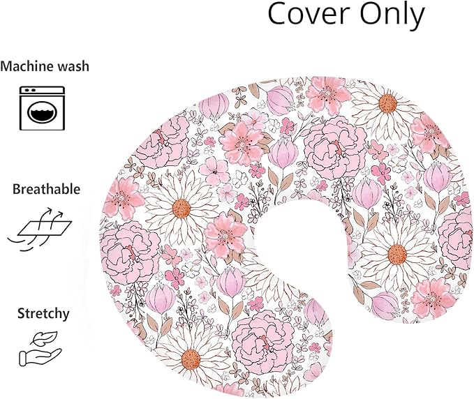 Boyoung Stretchy Nursing Pillow Covers Ultra Soft Slipcovers for Breastfeeding for Baby Girls Boys, Feeding Pillow Cover Fits Standard Infant Support Pillows Positioners Nursing Pillow Case
