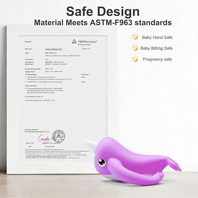 Best Baby Toy for 4Months Baby, Baby Teething Toys for 3-6 6-12 Months, Teething Relief Toys, Food Grade Silicone Montessori Baby Teether Toy for 3-6months, Sensory Toys for Teething Babies, Purple