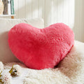 EastTree Heart Pillows, Carmine Heart Shaped Pillows, Love Throw Pillows Gifts, Ultra Soft Faux Rabbit Fur Small Cute Pillows, Women Girls Kid Room Decor 10x13 Inch
