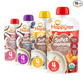 Happy Tot Organics Stage 4 Baby Food Pouches, Gluten Free, Super Morning Fruit & Oat Variety Pack Blend 4 Oz (Pack of 16), Amazon Exclusive