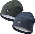 MaxNova 2 Pack Baby Beanie Fleece Lined Knit Toddler Hat for Girls Boys 0-8 Years