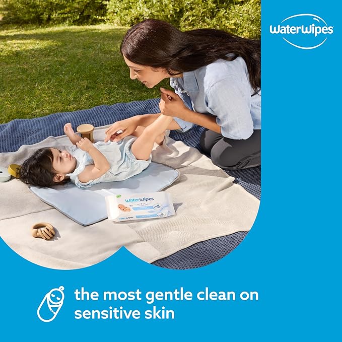 WaterWipes Sensitive+ Newborn & Baby Wipes, 3-In-1 Cleans, Cares, Protects, 99.9% Water, Unscented & Hypoallergenic, 1080 Count (18 Packs)