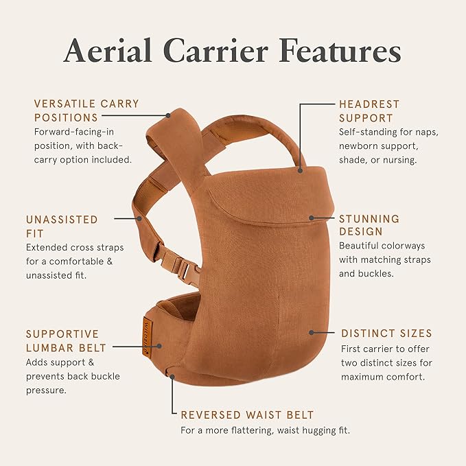 WildBird - Aerial Carrier - 7 to 45 lbs - for Moms, Dads & Caregivers - 100% Natural European Linen Fibers - Versatile & Adjustable - Large Size - Treepie Fabric (Amazon Exclusive)