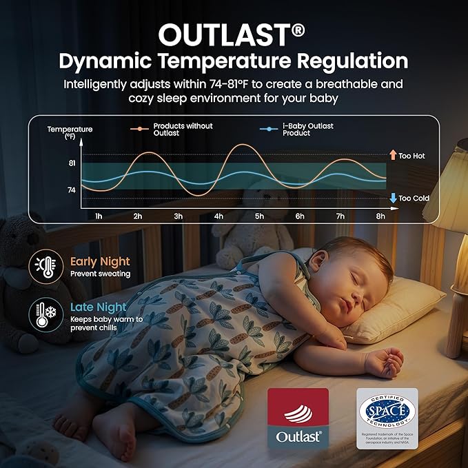 i-baby Baby Sleep Sack, Toddler Sleeping Bag with Outlast Smart Temperature Regulation, Soft Baby Wearable Blanket