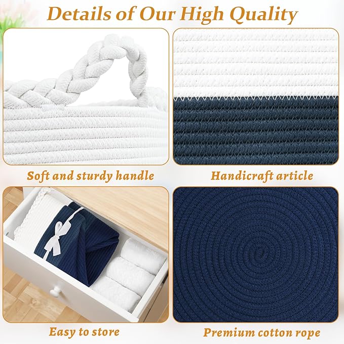 52L Storage Basket for Organizing, 15"×18" Large Tall Laundry Baskets, Cotton Rope Woven Blanket Basket, Toy Storage for Kids, Collapsible Laundry Hamper for Living Room, Nursery Room
