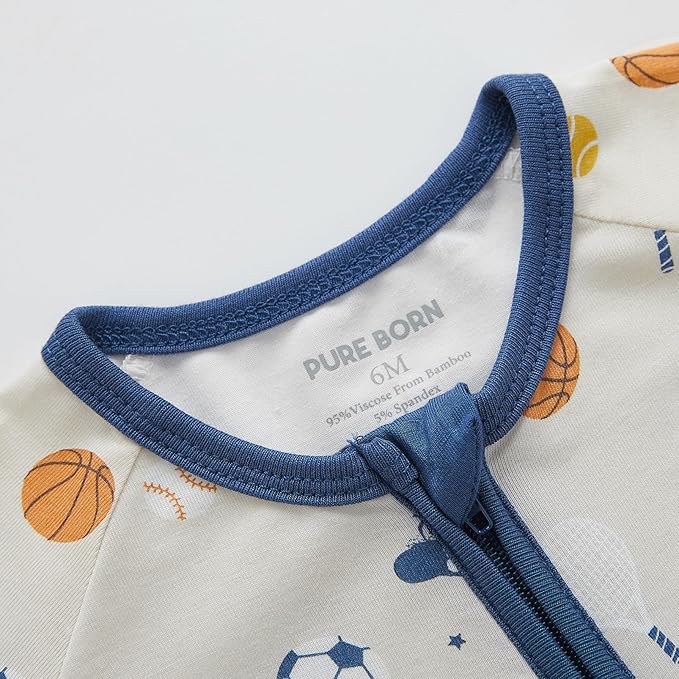 pureborn Baby Infant Boys Girls Sleeper Snug Fit Viscose from Bamboo Pajamas 0-24 Months