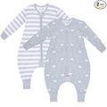 Mama Cheetah Toddler Sleep Sack with Feet, Long Sleeve 1.0 TOG Organic Cotton Baby Sleeping Bag with Legs, Wearable Blanket for Walkers with 2-Way Zipper, Toddler Blanket for Girls Boys 3-4T, 2-Pack