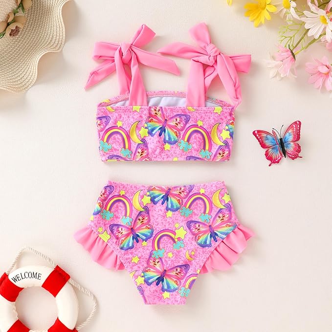 YOUNGER TREE Toddler Girls Two Pieces Swimsuit Color Block Stripe Swimwear Summer Beach Bathing Suit 18M-5T