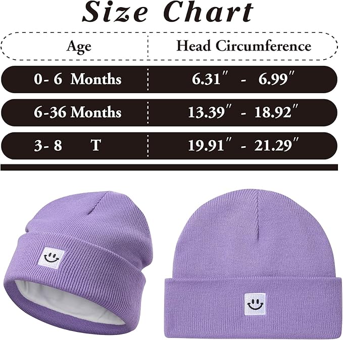 MaxNova 2 Pack Baby Beanie Fleece Lined Knit Toddler Hat for Girls Boys 0-8 Years