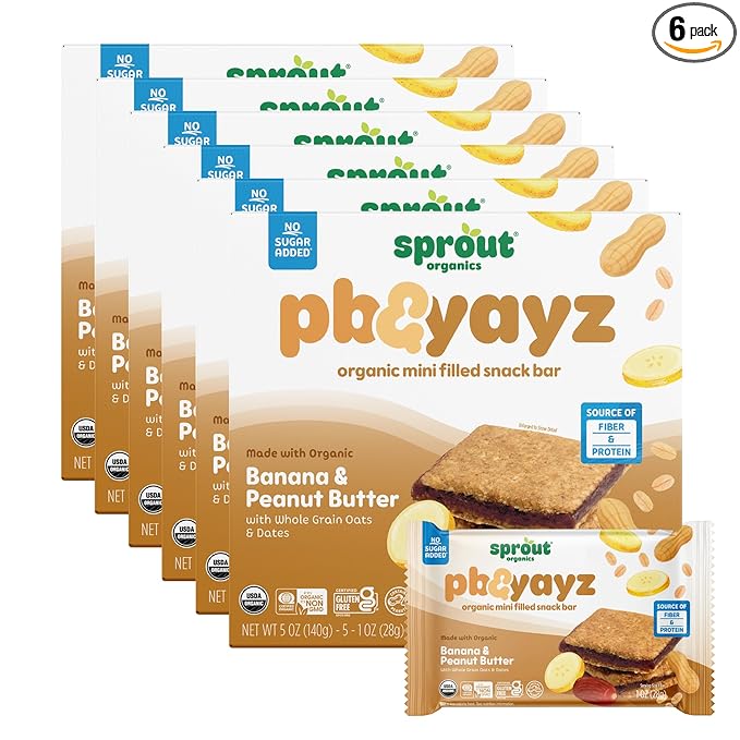 Sprout Organics, PB & Yayz Toddler Snack Bars, Peanut Butter & Banana, 30 Bars (6 Boxes)
