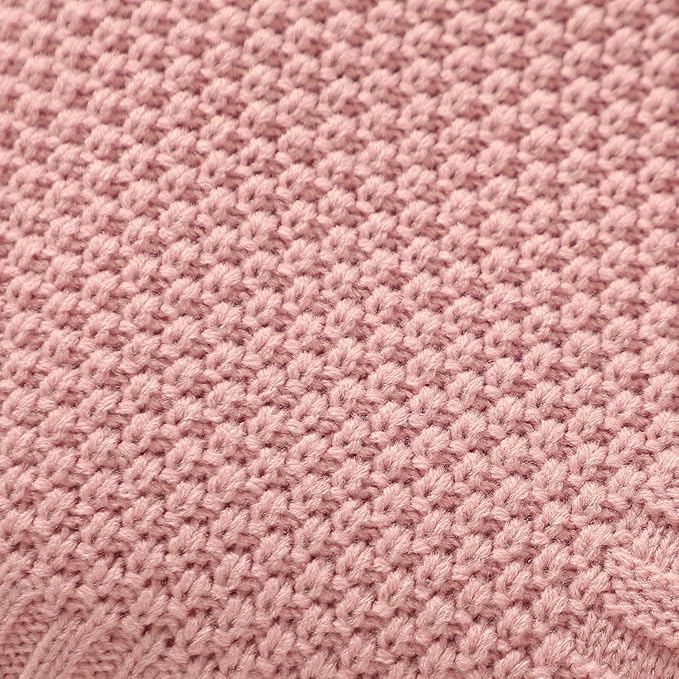 Neiwech Baby Blanket Knit Cozy Soft Lightweight Crib Stroller Nursery Receiving Swaddling Blankets for Newborn Infants Boys Girls Pink 30x40 Inch