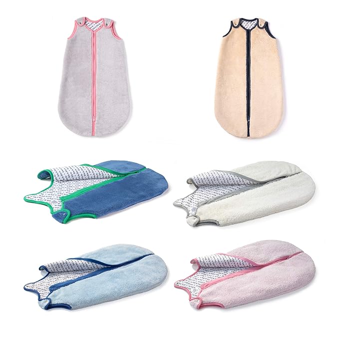 baby deedee Sleep Nest Teddy Baby Sleeping Bag, Gray Bubble Gum, Medium (6-18 Month)