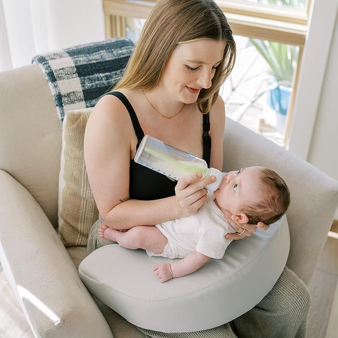 Dr. Brown's Feeding and Nursing Lap Support Pillow with Cover, Premium Memory Foam, Responsive Firm Support, Light Gray