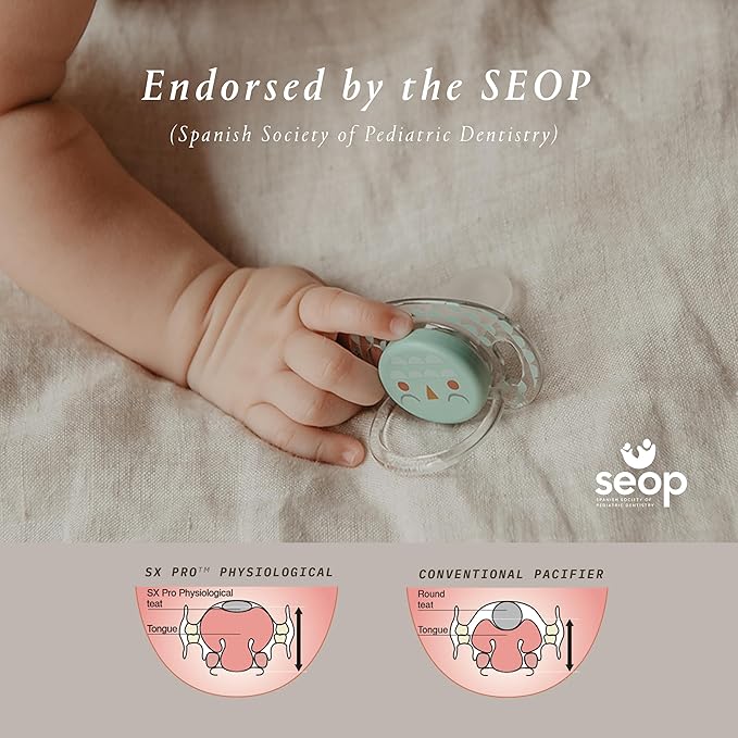 Suavinex Bonhomia SX PRO Physiological Pacifier, Supports Breastfeeding Babies, Pacifiers 6-18 Months, 2 Pack Baby Pacifier, Baby Accessories, (Pink/Beige)