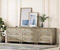 WAMPAT Dresser for Bedroom with 9 Drawers, Kids Dressers with Wide Chest of Drawers, Modern Wooden Closet Storage Organizer, Large Wood Dressers for Living Room, Nursery, Hallway, Rustic Oak