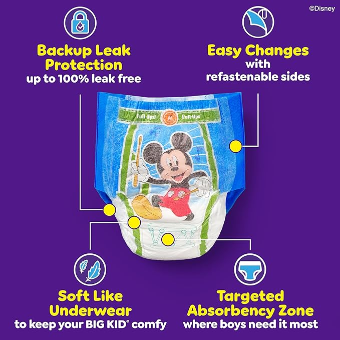 Pull-Ups Boys' Potty Training Pants, Size 2T-3T Training Underwear (16-34 lbs), 124 Count (4 Packs of 31), Packaging May Vary