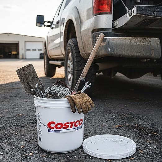 5 Gallon Bucket - 3 Pack Made in USA, White, Heavy Duty BPA-Free Plastic Bucket, Comfortable Handle, Easy to Clean, Perfect for on The Job, Home Improvement, or Household Cleaning