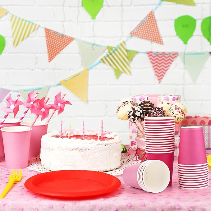 URATOT 60 Pieces 9 Ounce Pink Paper Cups Gradient Color Disposable Coffee Party Cups Beverage Drinking Cups for Party, DIY and Holiday Supplies