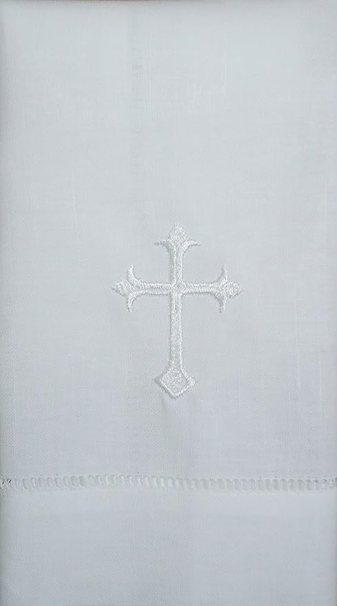 Integrity Designs White Linen Baptism/Christening Cloth with White Cross